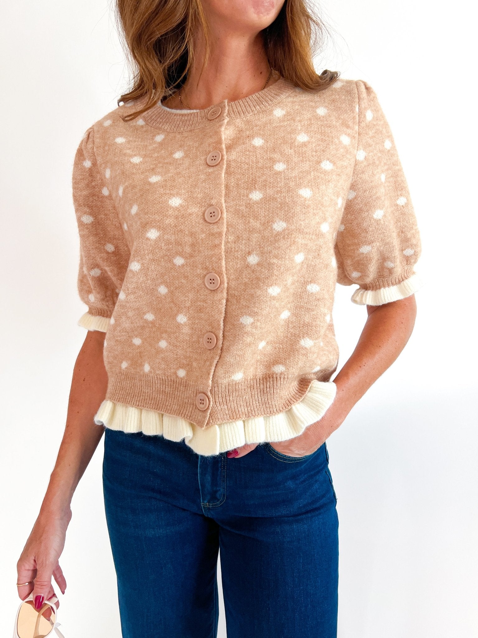 Polka Dot Knit Cardigan - Swoon Boutique New Orleans
