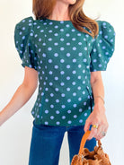 Polka Dot Puff Sleeve Top - Swoon Boutique New Orleans