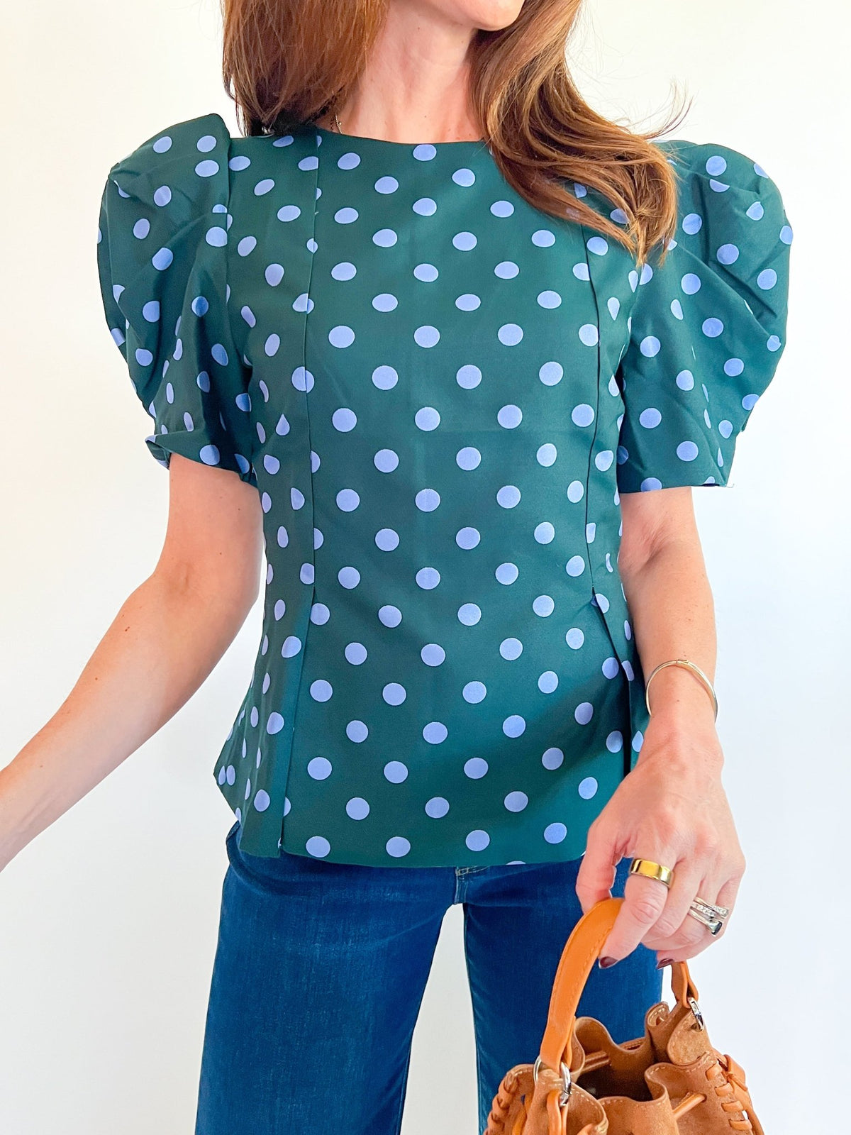 Polka Dot Puff Sleeve Top - Swoon Boutique New Orleans