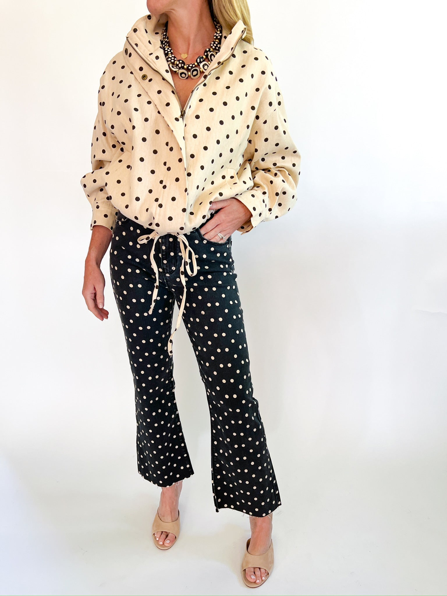 Polka Dot Tonal Crop Flare - Swoon Boutique New Orleans