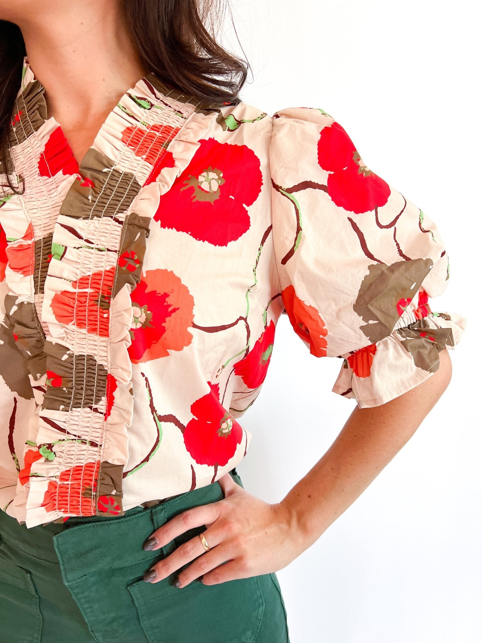 Poppy Floral Smocked Top - Swoon Boutique New Orleans