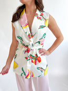Printed V-Neck Sleeveless Vest - Swoon Boutique New Orleans