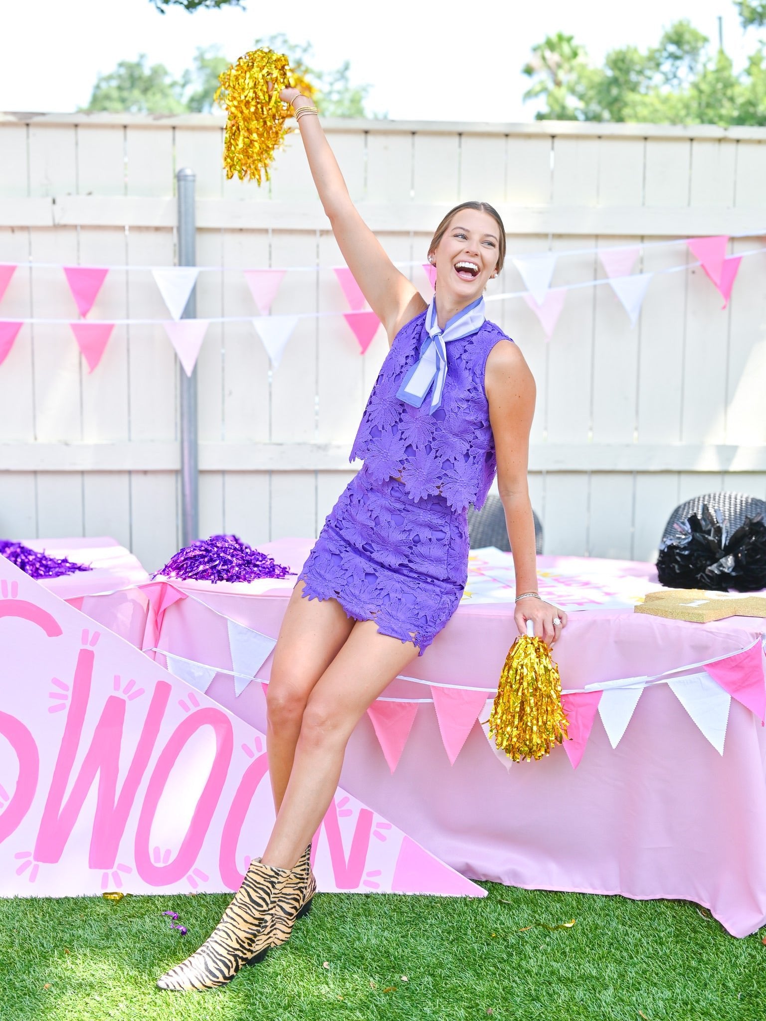 Purple Cutout Flower Skirt Set - Swoon Boutique New Orleans