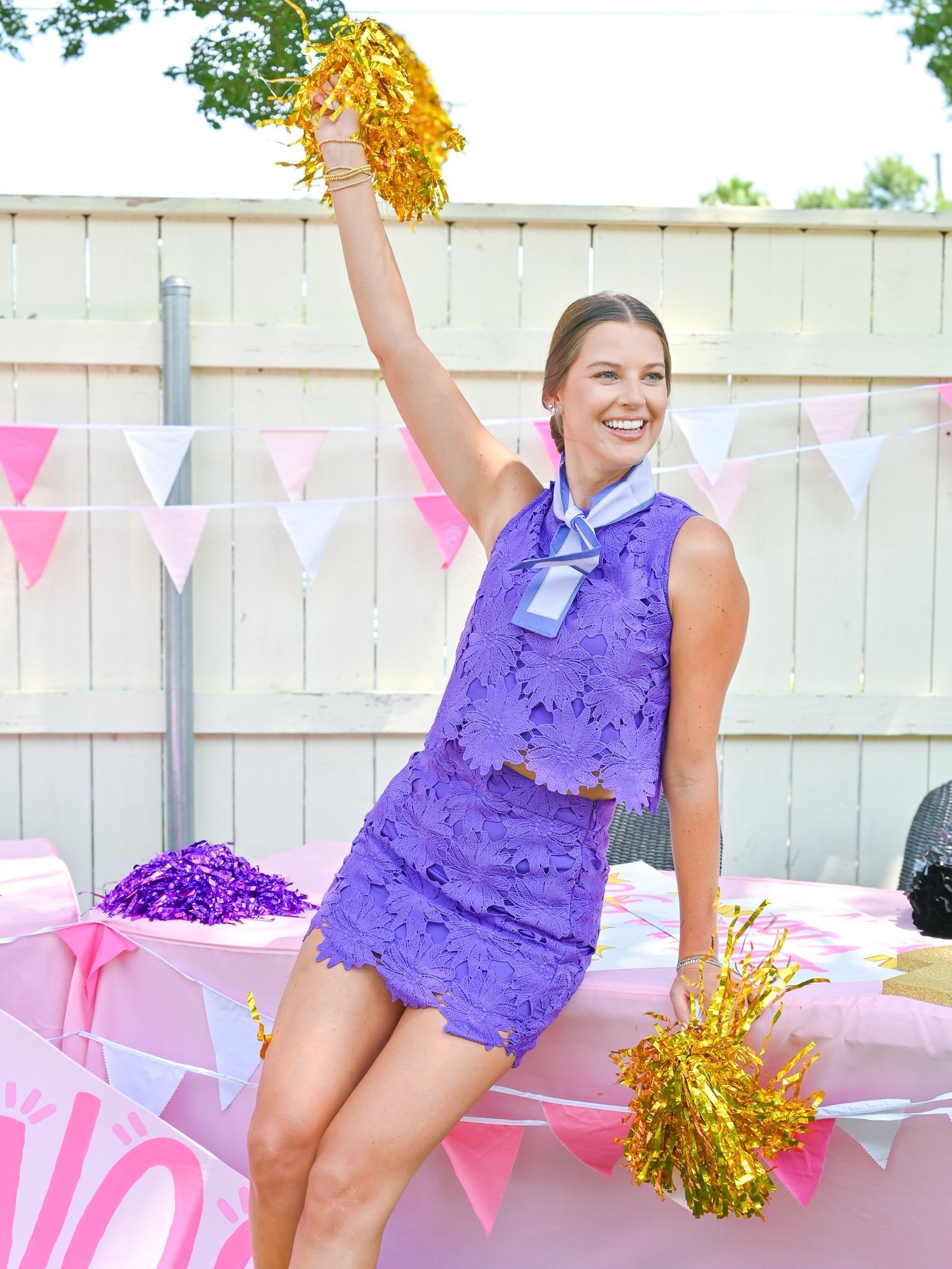 Purple Cutout Flower Skirt Set - Swoon Boutique New Orleans