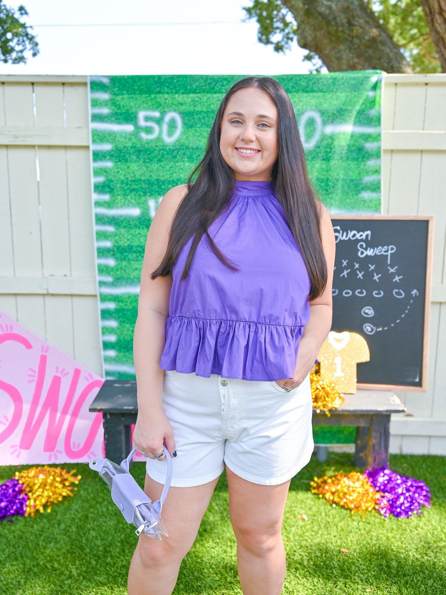 Purple Peplum Halter Top - Swoon Boutique New Orleans