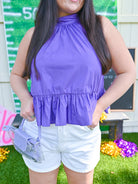 Purple Peplum Halter Top - Swoon Boutique New Orleans