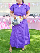 Purple Puff Sleeve Midi Skirt Set - Swoon Boutique New Orleans