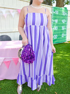 Purple Stripe Maxi Gameday Dress - Swoon Boutique New Orleans