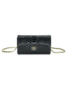 Animal print python embossed crossbody bag with chain strap
