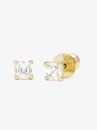 Queens 4mm Stud Earrings with simulated diamond in 18k gold plate by Melinda Maria