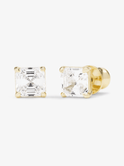 Queens 6mm Stud Earrings with sparkling simulated diamond in polished gold setting