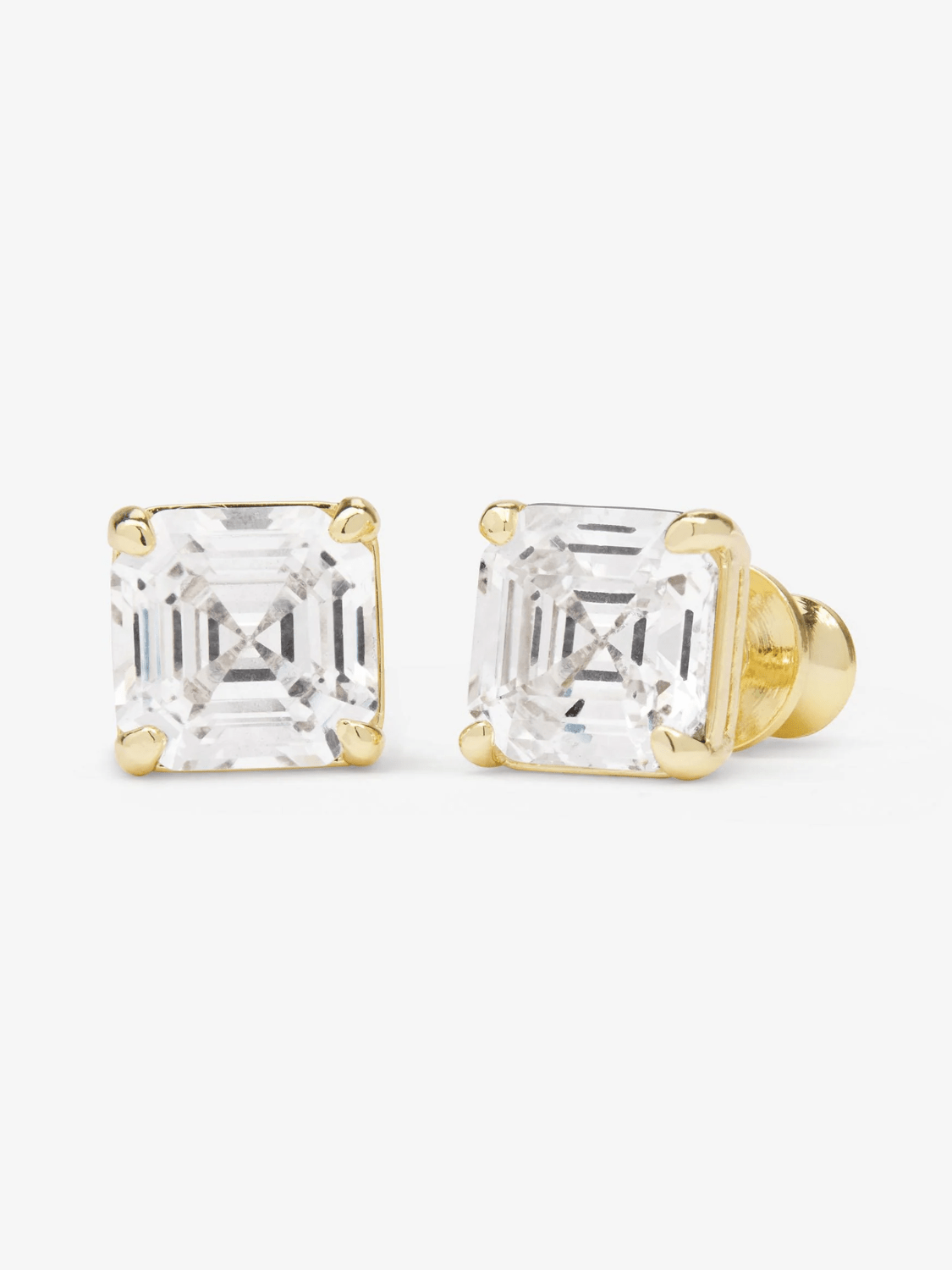 Queens 8mm Stud Earrings with bold 8mm simulated diamond in 18k gold plate by Melinda Maria