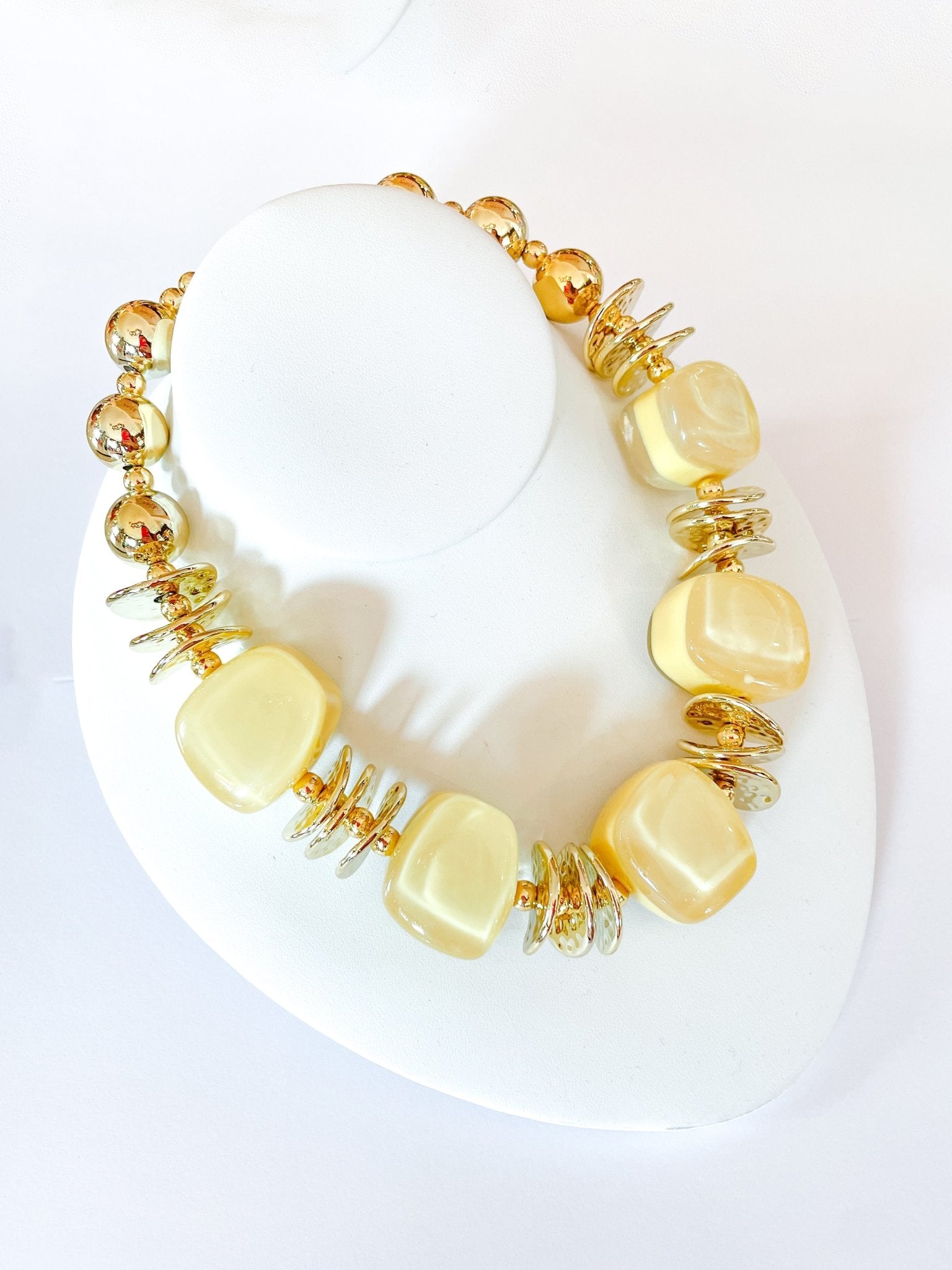 Cream beaded statement necklace