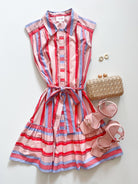 Red Stripe Sleeveless Shirt Dress - Swoon Boutique New Orleans