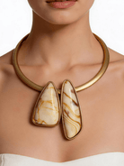 Resin Double Pendant Collar Wire Metal Necklace - Swoon Boutique New Orleans