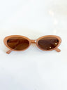 Brown retro small oval frame sunglasses