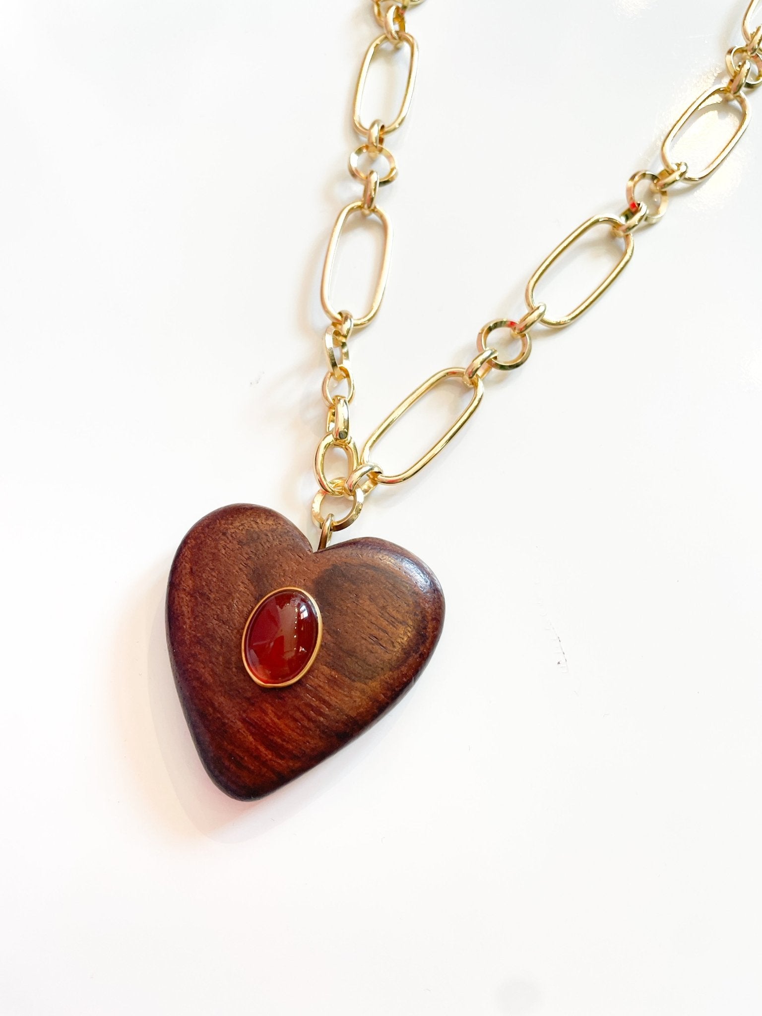 Romi Chain Heart & Carnelian Necklace - Swoon Boutique New Orleans