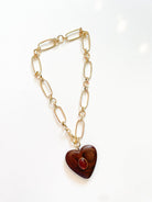 Romi Chain Heart & Carnelian Necklace - Swoon Boutique New Orleans