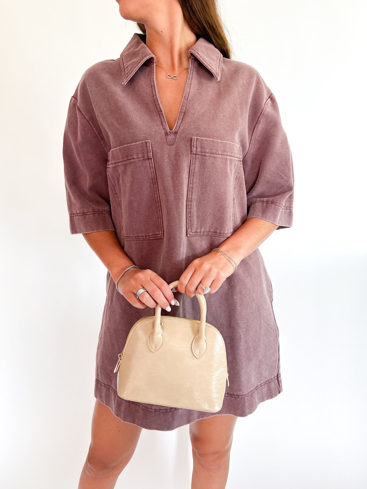 Rosie Washed Collared Mini Dress - Swoon Boutique New Orleans