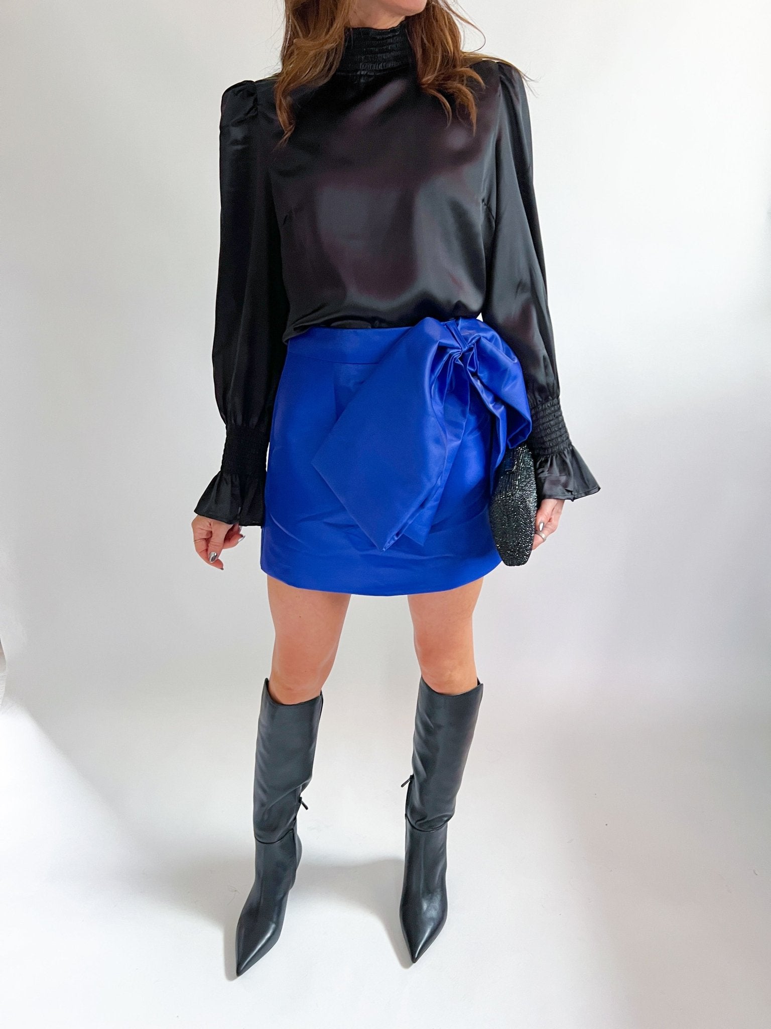 Royal Blue Bow Mini Skirt - Swoon Boutique New Orleans