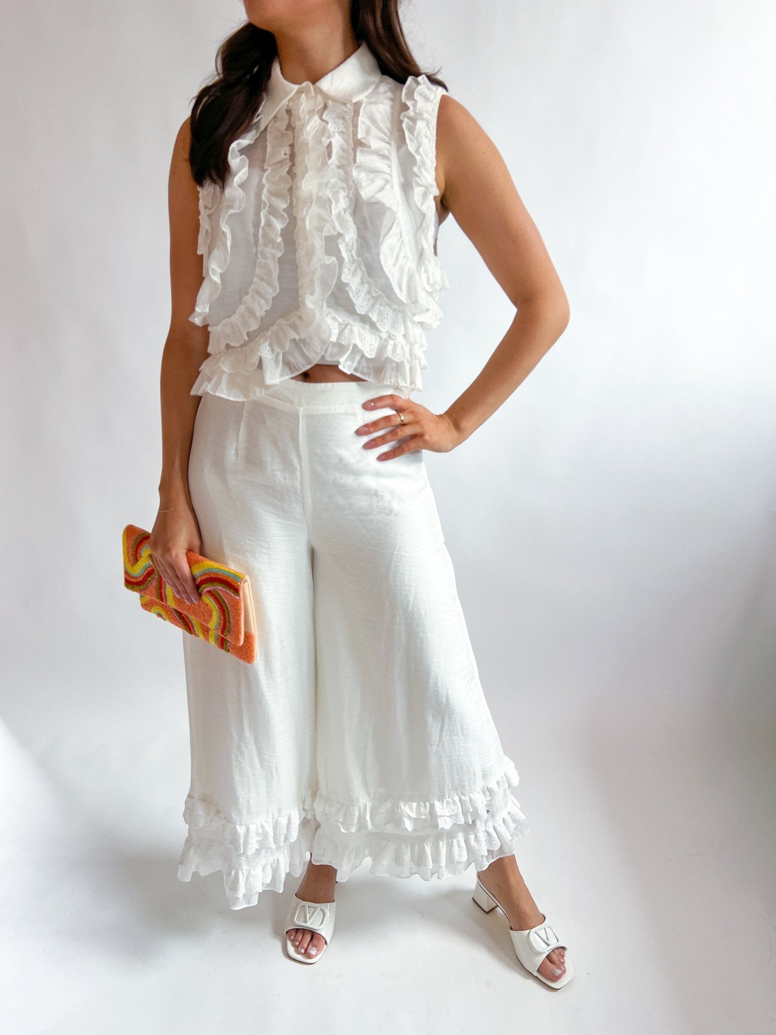 Ruffled Woven Pants - Swoon Boutique New Orleans