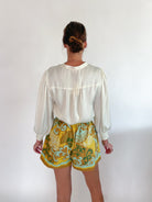 Saffron Scroll Elastic Waist Short - Swoon Boutique New Orleans