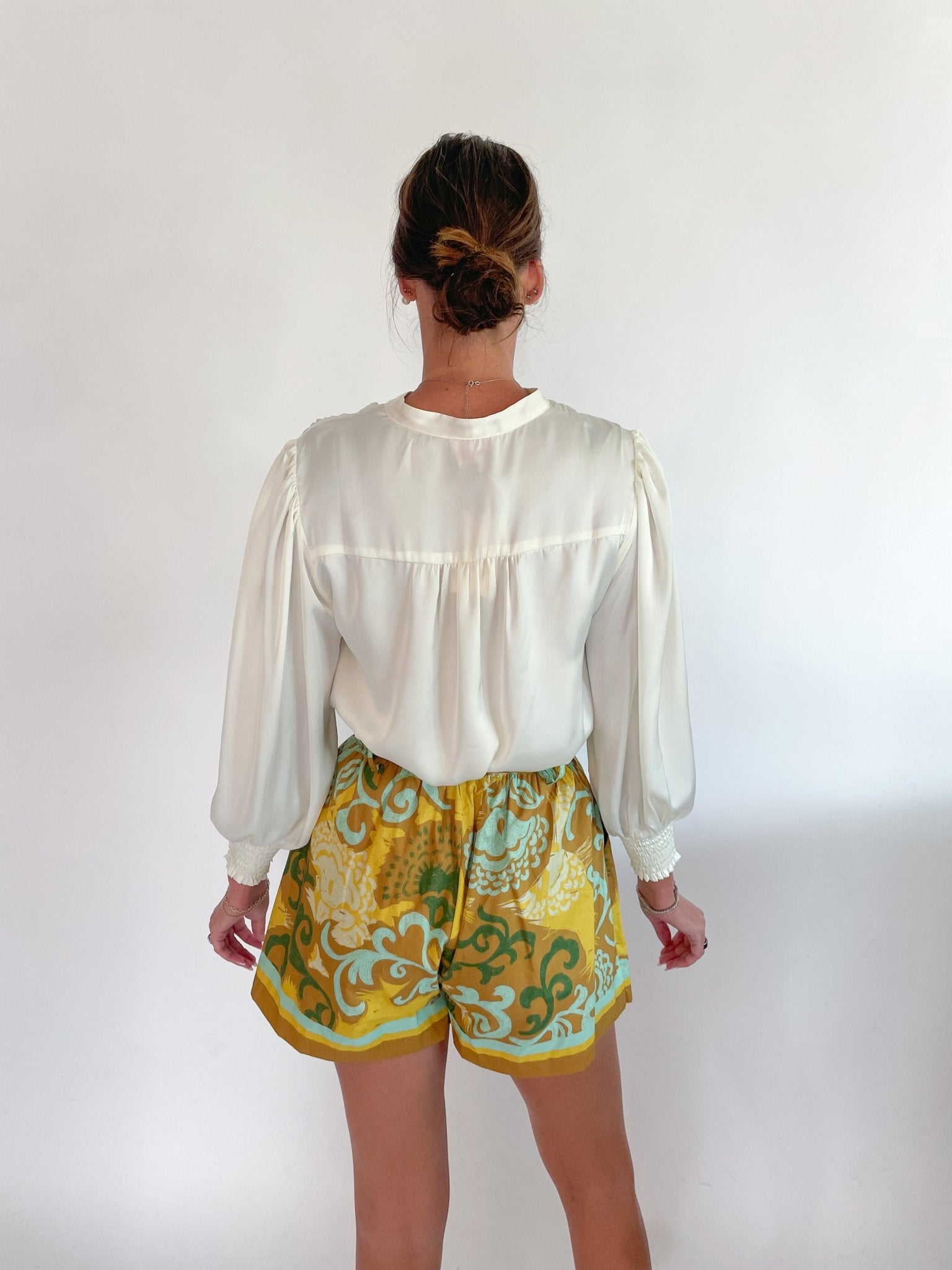 Saffron Scroll Elastic Waist Short - Swoon Boutique New Orleans