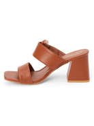 Sally Cognac Leather Block Heel - Swoon Boutique New Orleans
