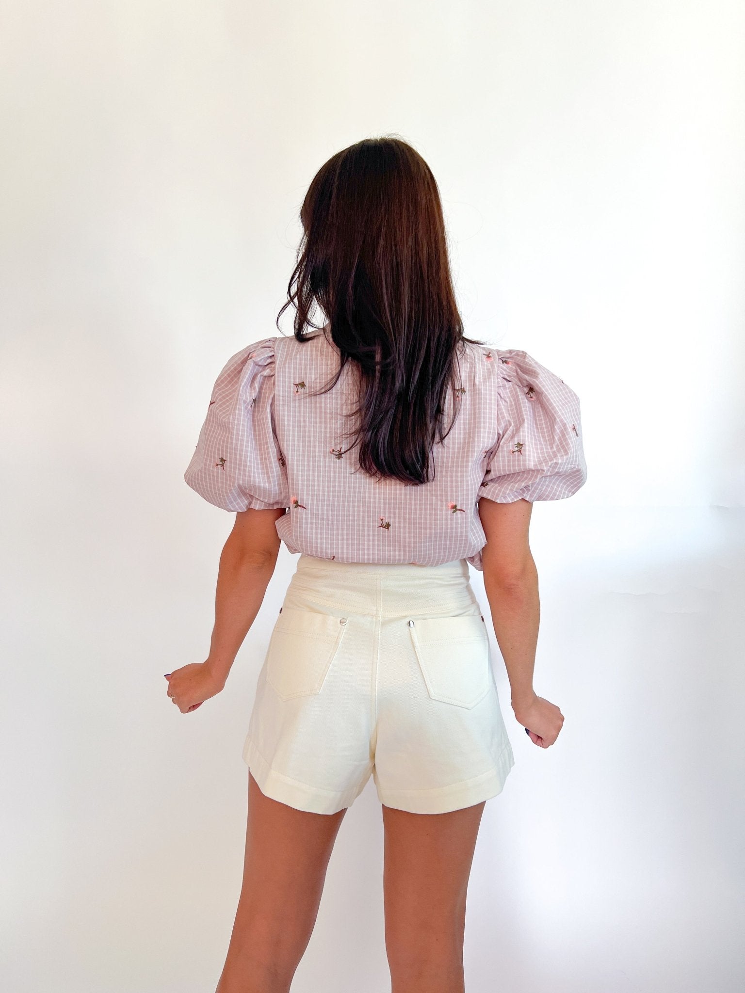 Samantha Tie Neck Embroidered Top - Swoon Boutique New Orleans