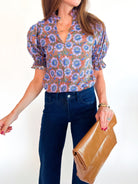 Sapphire Blossom Print Top - Swoon Boutique New Orleans