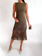Sara Floral Lace Hem Midi Dress - Swoon Boutique New Orleans