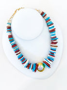Green gemstone chip layered necklace