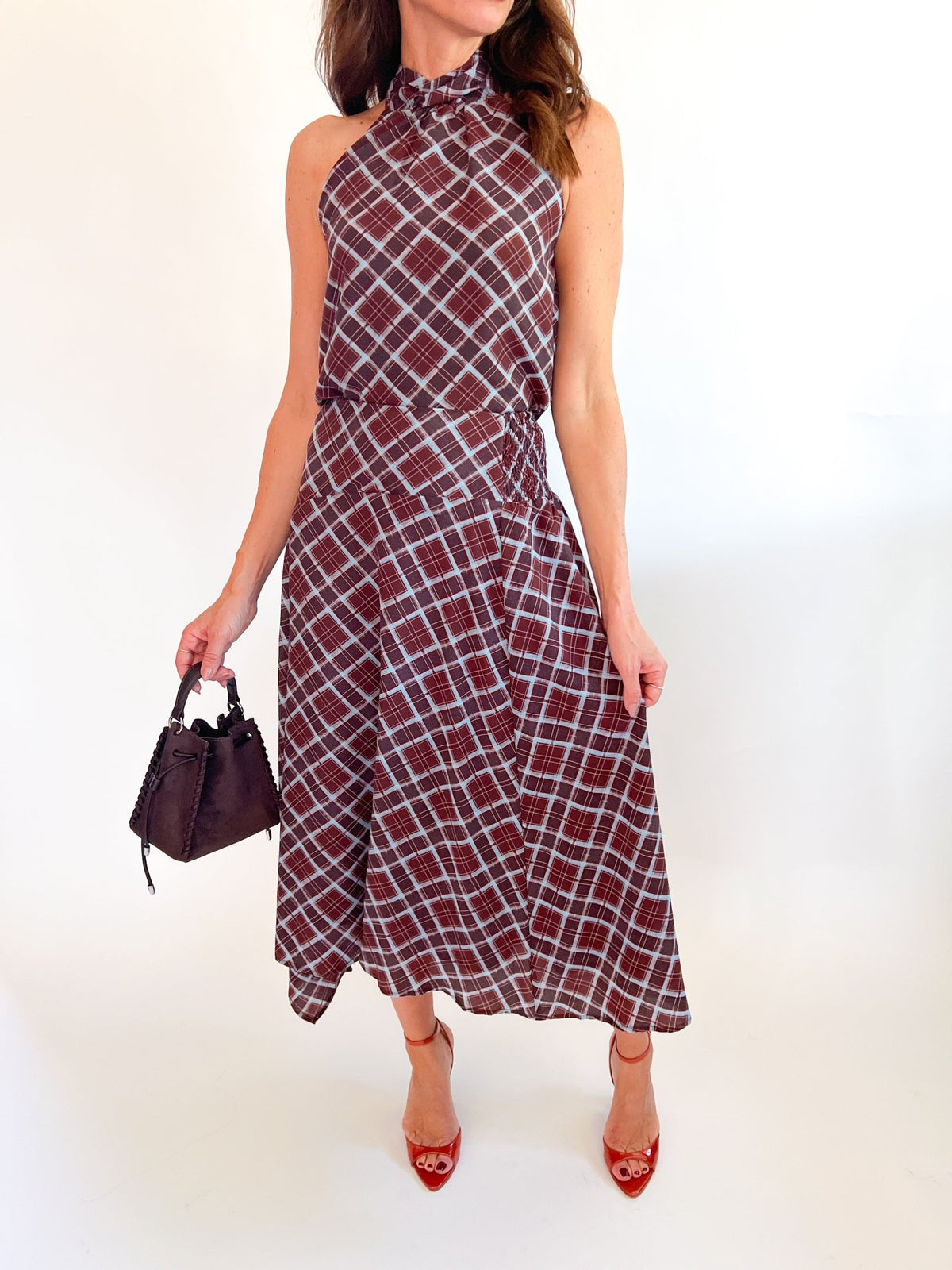 Sasha Halter Neck Plaid Top - Swoon Boutique New Orleans