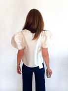 Satin Puff Sleeve Blouse - Swoon Boutique New Orleans