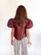 Satin Puff Sleeve Blouse - Swoon Boutique New Orleans
