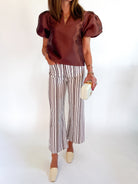 Satin Puff Sleeve Blouse - Swoon Boutique New Orleans