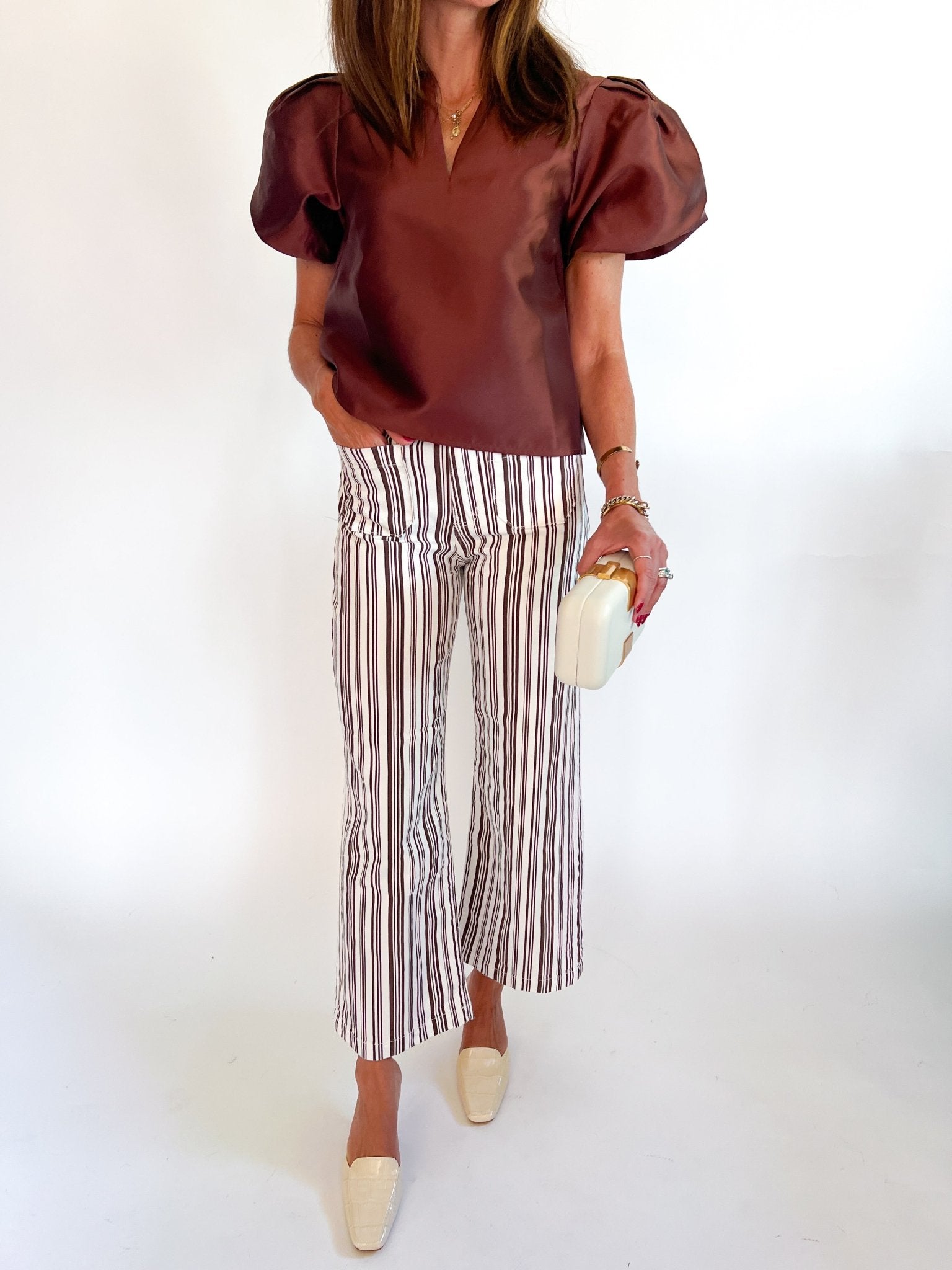 Satin Puff Sleeve Blouse - Swoon Boutique New Orleans