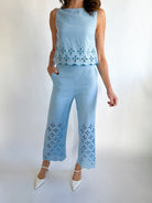 Scalloped Embroidered Pants - Swoon Boutique New Orleans