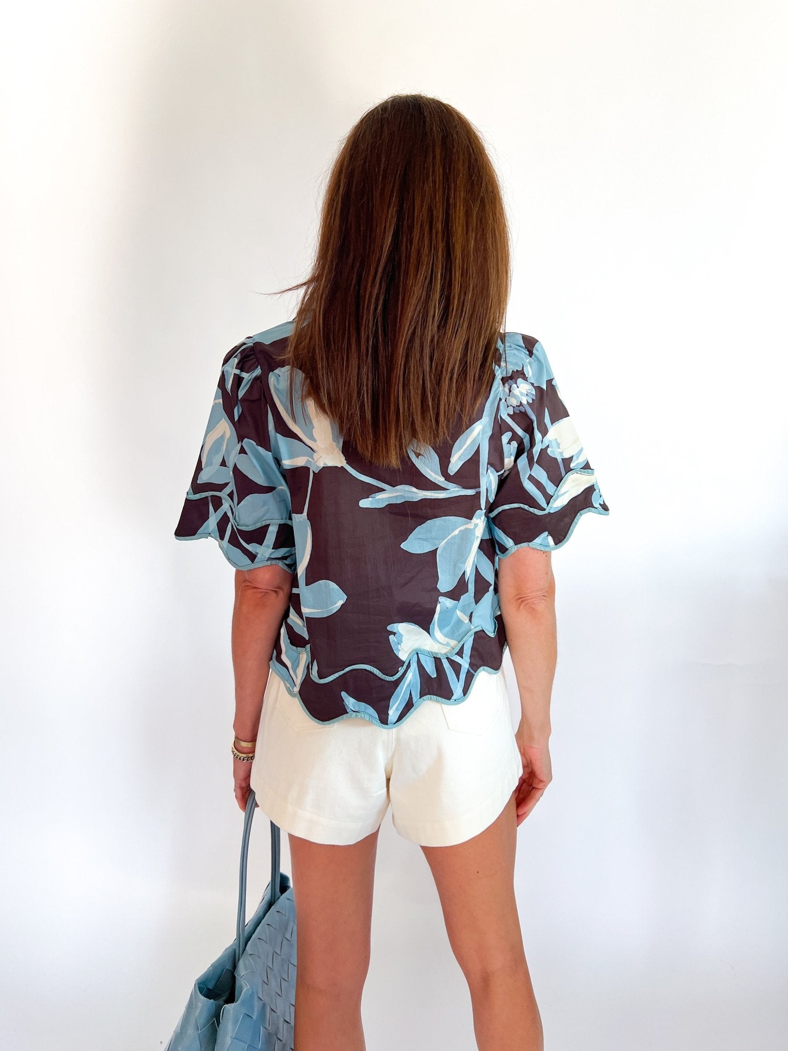 Scalloped Hem Floral Button Up Blouse - Swoon Boutique New Orleans