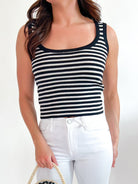 Scoop-Neck Striped Tank Top - Swoon Boutique New Orleans