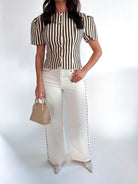 Selina Stripe Puff Sleeve Top - Swoon Boutique New Orleans