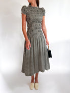 Sena Plaid Puff Sleeve Maxi Dress - Swoon Boutique New Orleans
