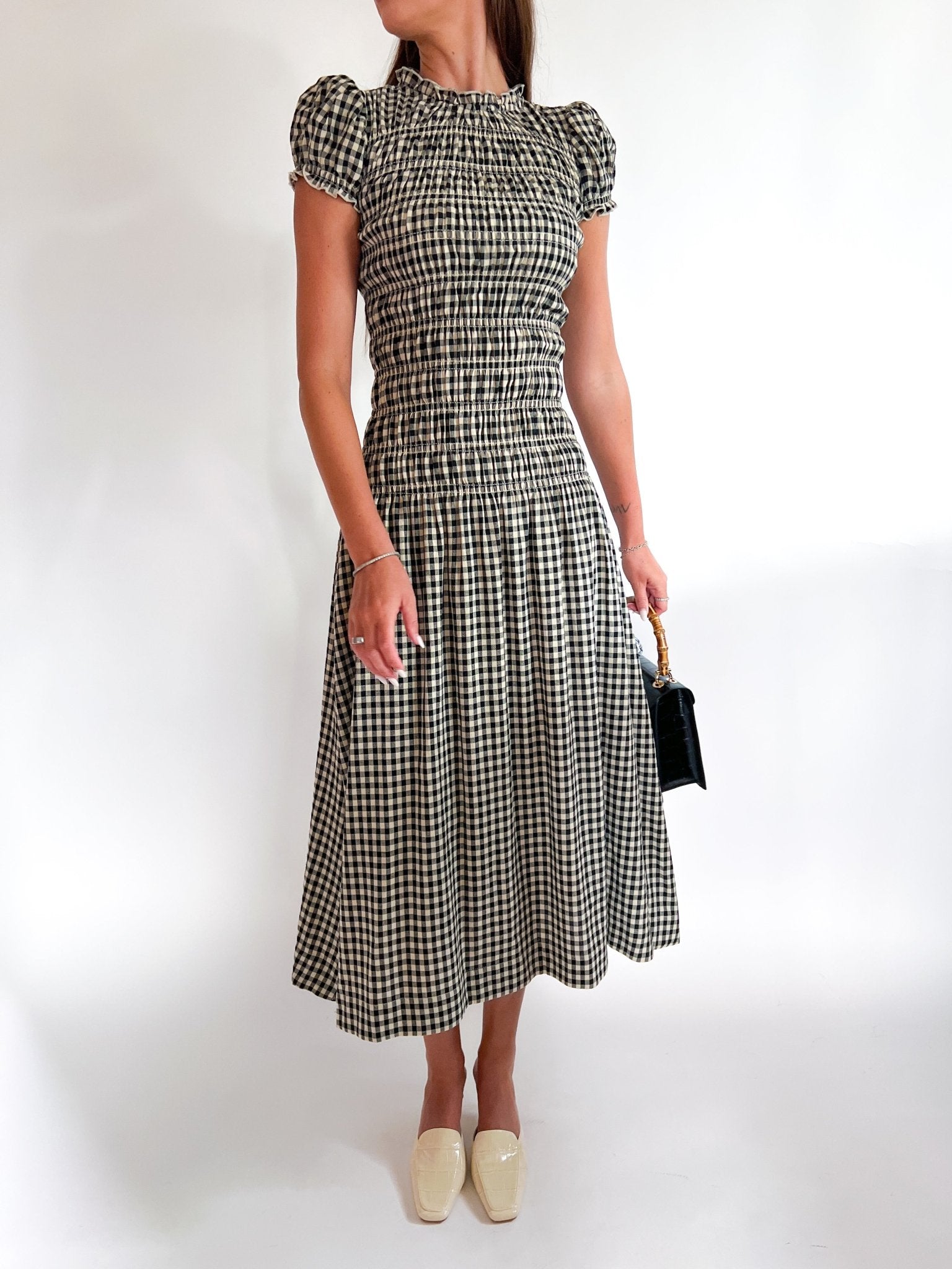 Sena Plaid Puff Sleeve Maxi Dress - Swoon Boutique New Orleans