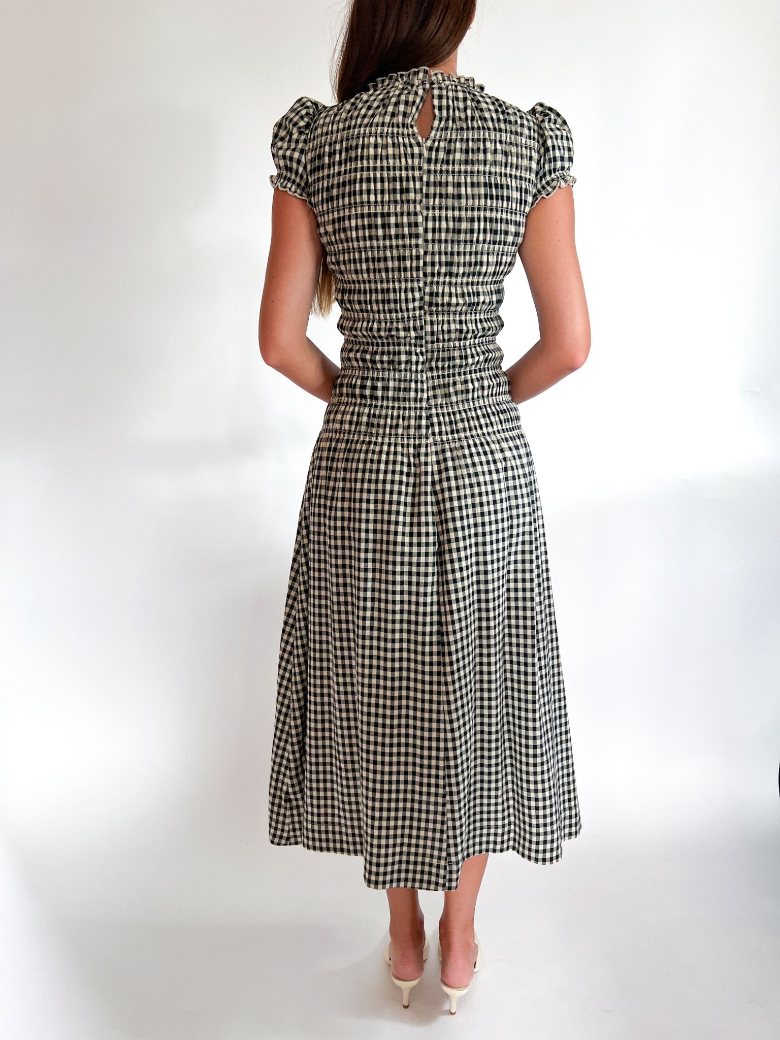 Sena Plaid Puff Sleeve Maxi Dress - Swoon Boutique New Orleans