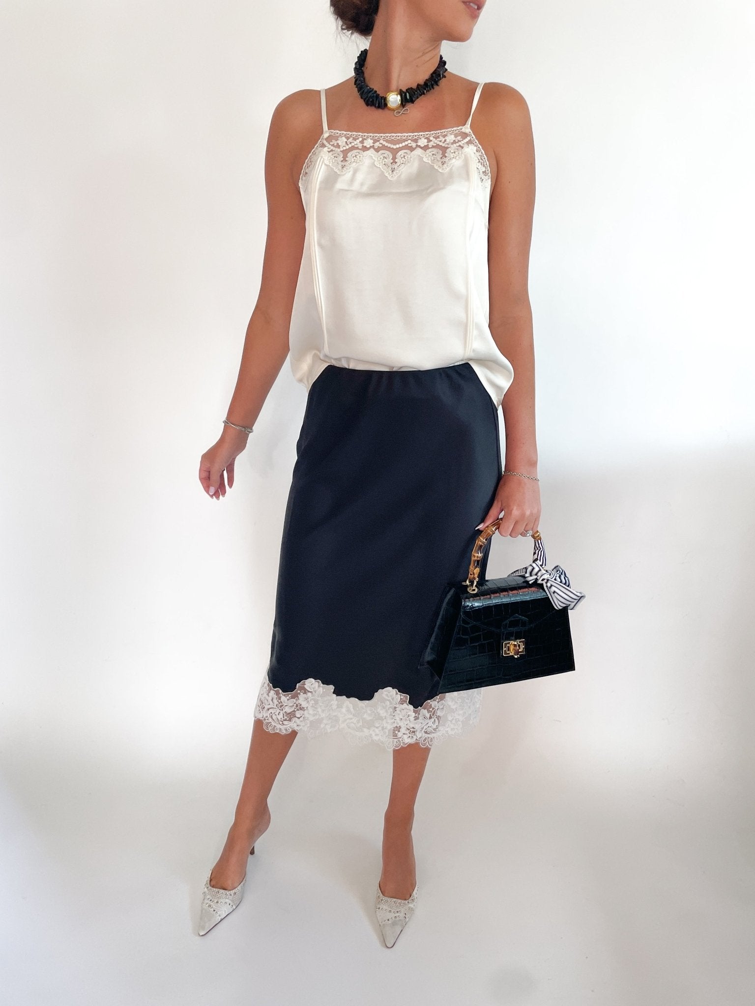Shantel Lace Midi Skirt - Swoon Boutique New Orleans