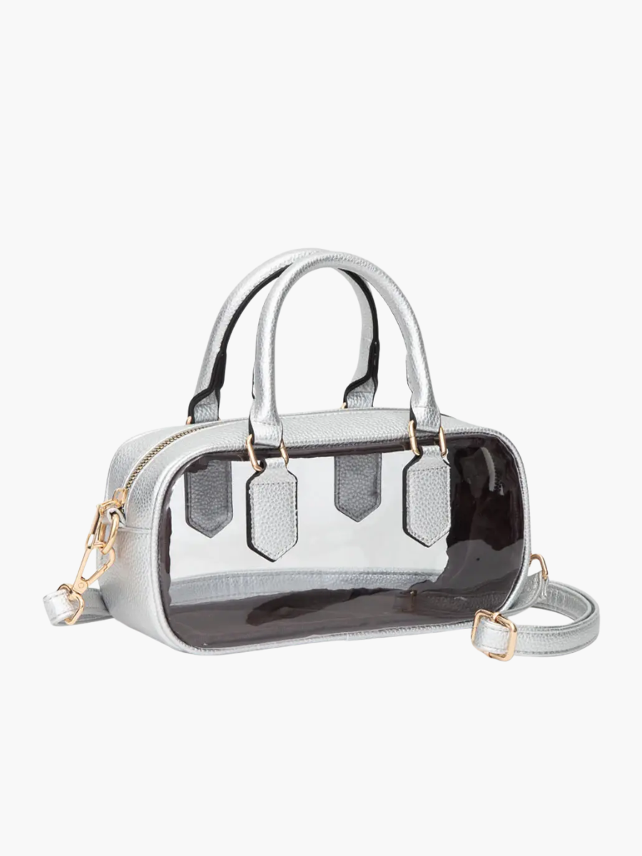 Clear crossbody bag with silver handle