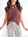Shoulder Pad Sleeveless Knit Top - Swoon Boutique New Orleans