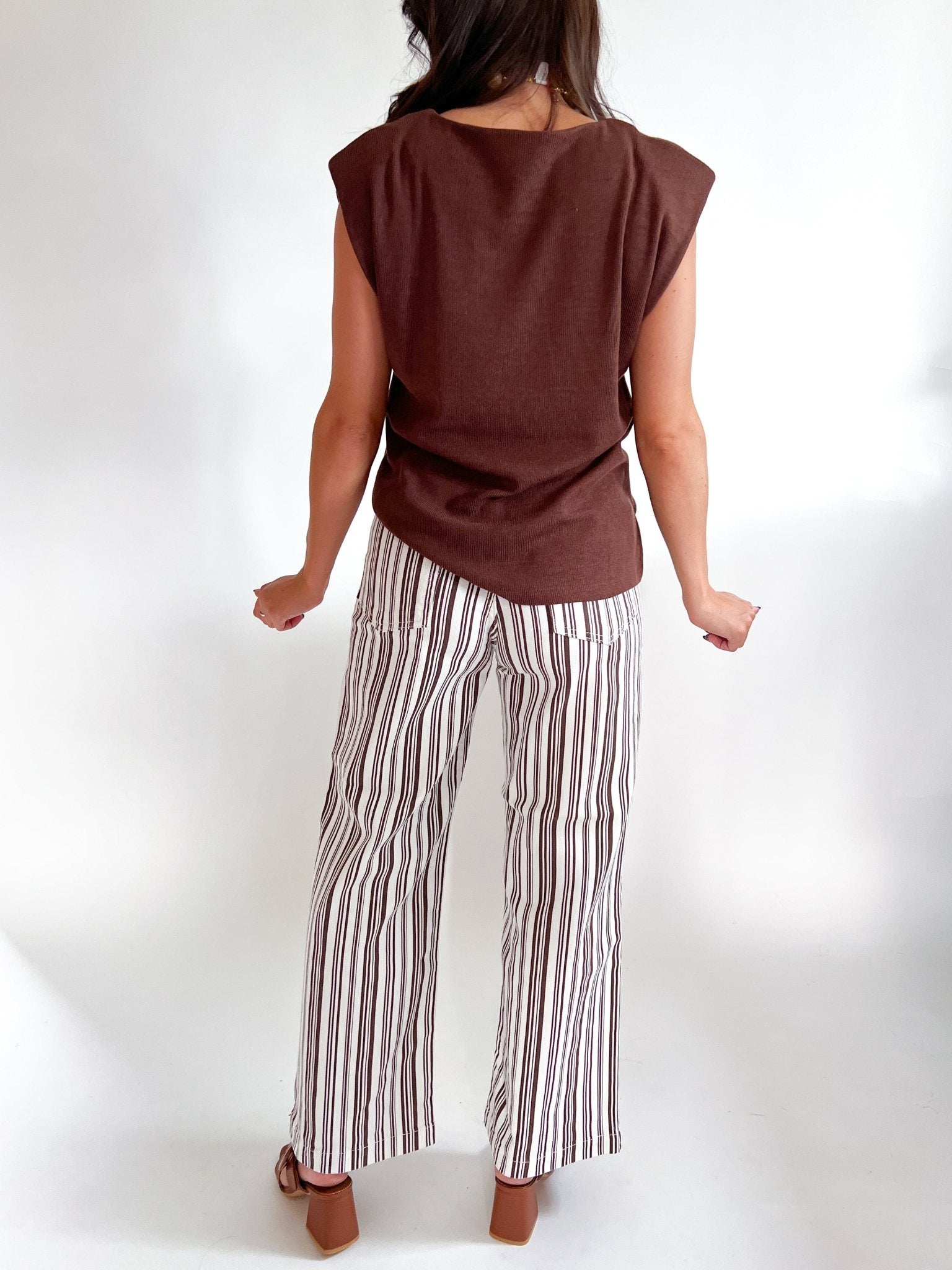 Shoulder Pad Sleeveless Knit Top - Swoon Boutique New Orleans