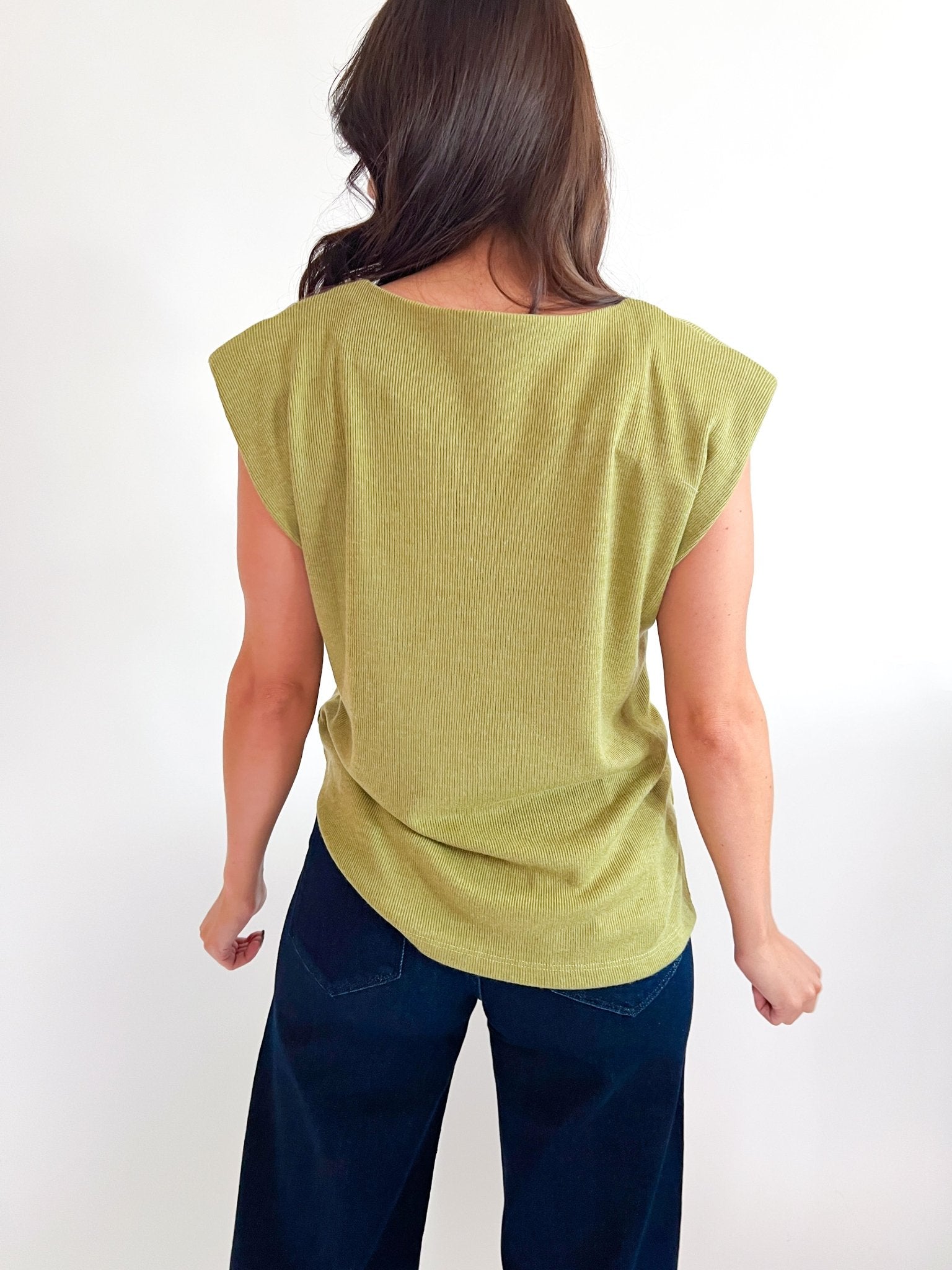 Shoulder Pad Sleeveless Knit Top - Swoon Boutique New Orleans