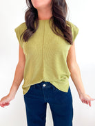 Shoulder Pad Sleeveless Knit Top - Swoon Boutique New Orleans